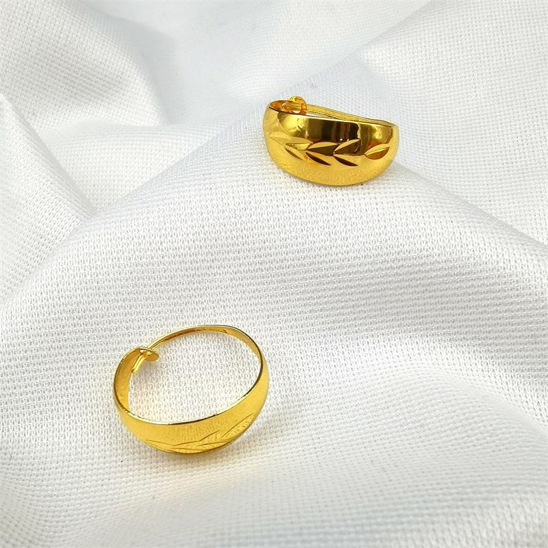 Golden Double-leaf Earrings For Women
