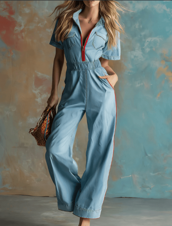 Workwear Waist-cinching Wide-Leg Jumpsuit