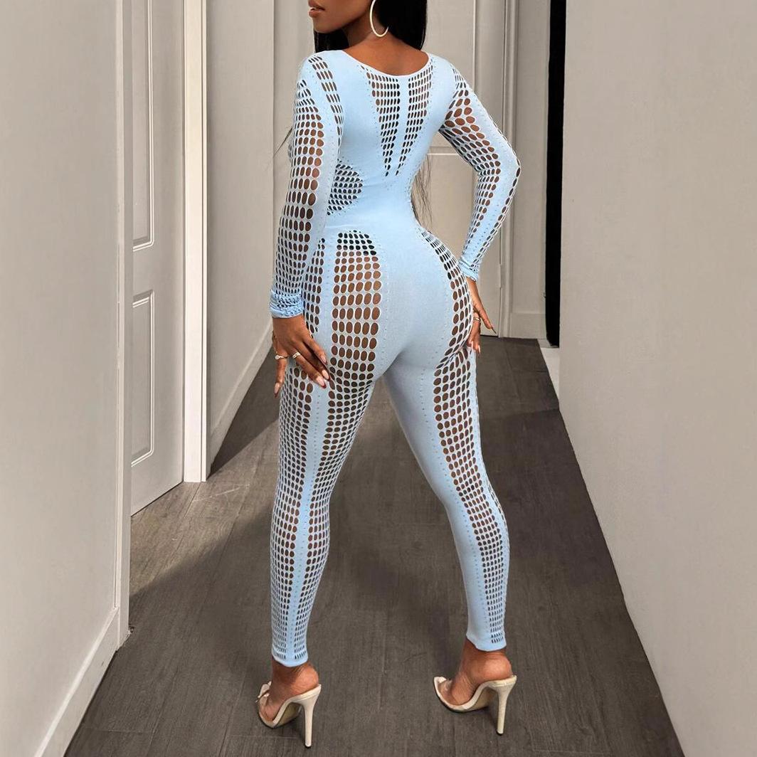 New Womens Slim-fit One-piece Knit Jumpsuit