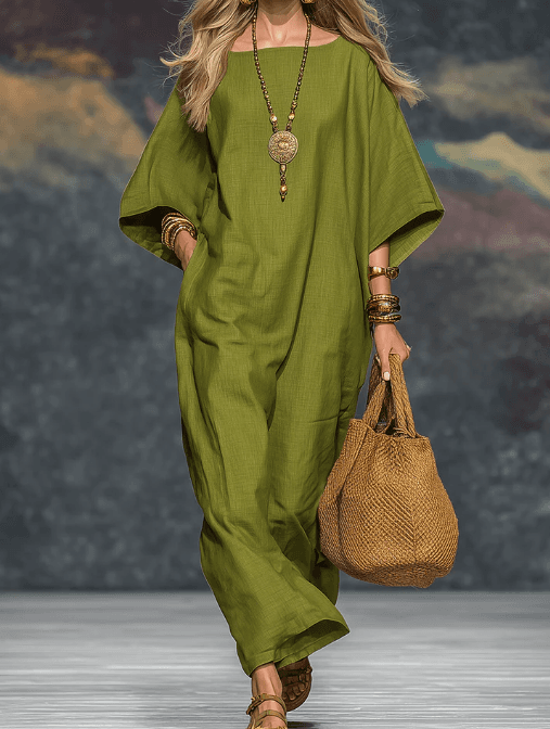 Minimalist Vacation Style Loose Silhouette Long Dress For Women