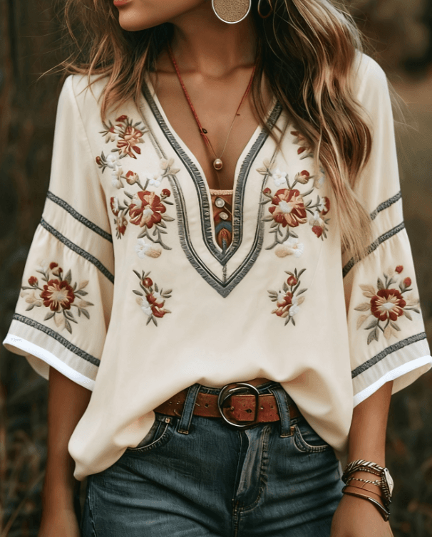 Women's Bohemian Retro Floral T-Shirt