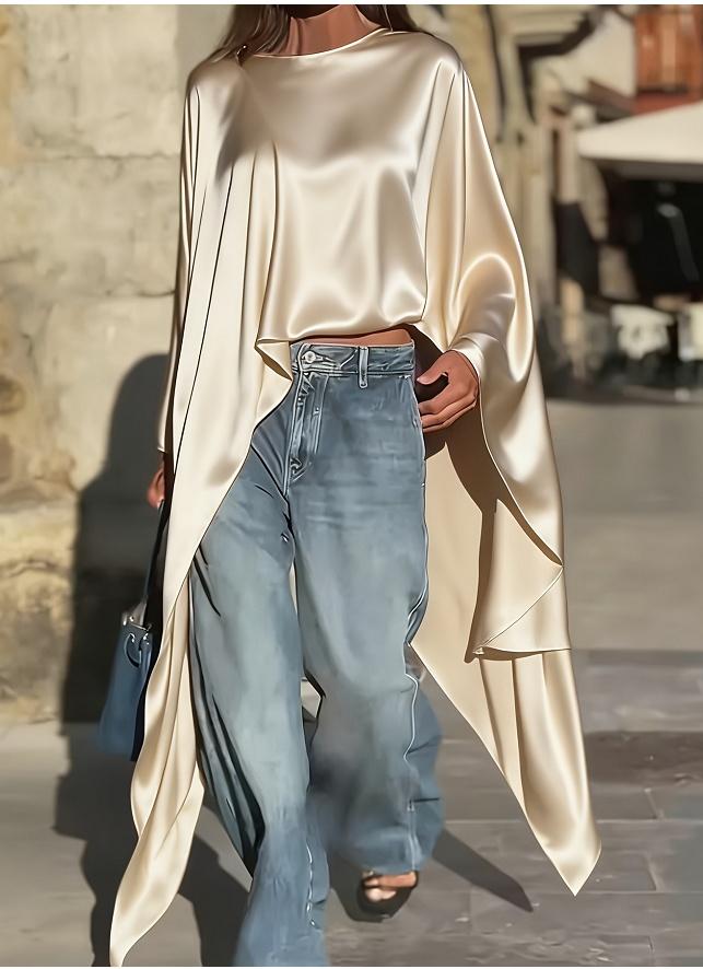 Irregular Hem Flowy Blouse