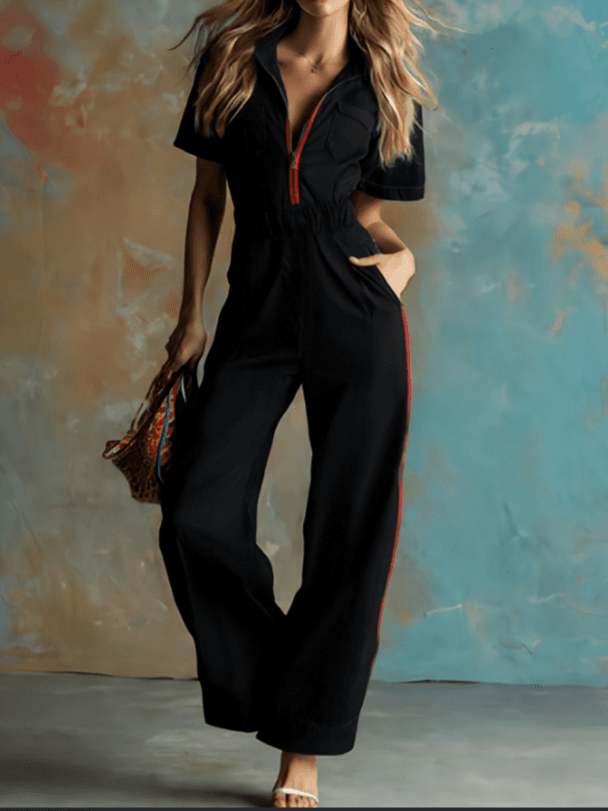 Workwear Waist-cinching Wide-Leg Jumpsuit