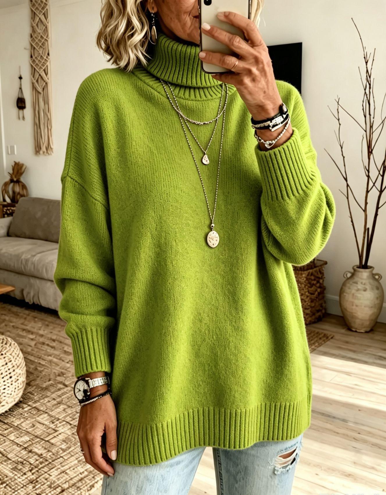 Women's Solid Color Long Sleeve Turtleneck Sweater
