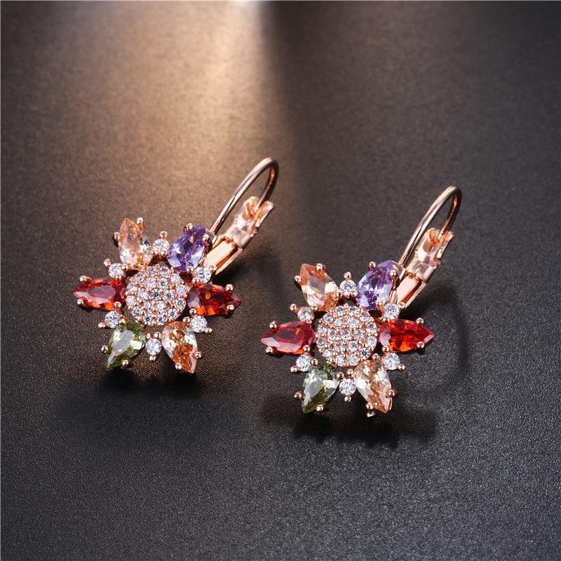 Mixed-color Zircon Crystal Earrings For Women