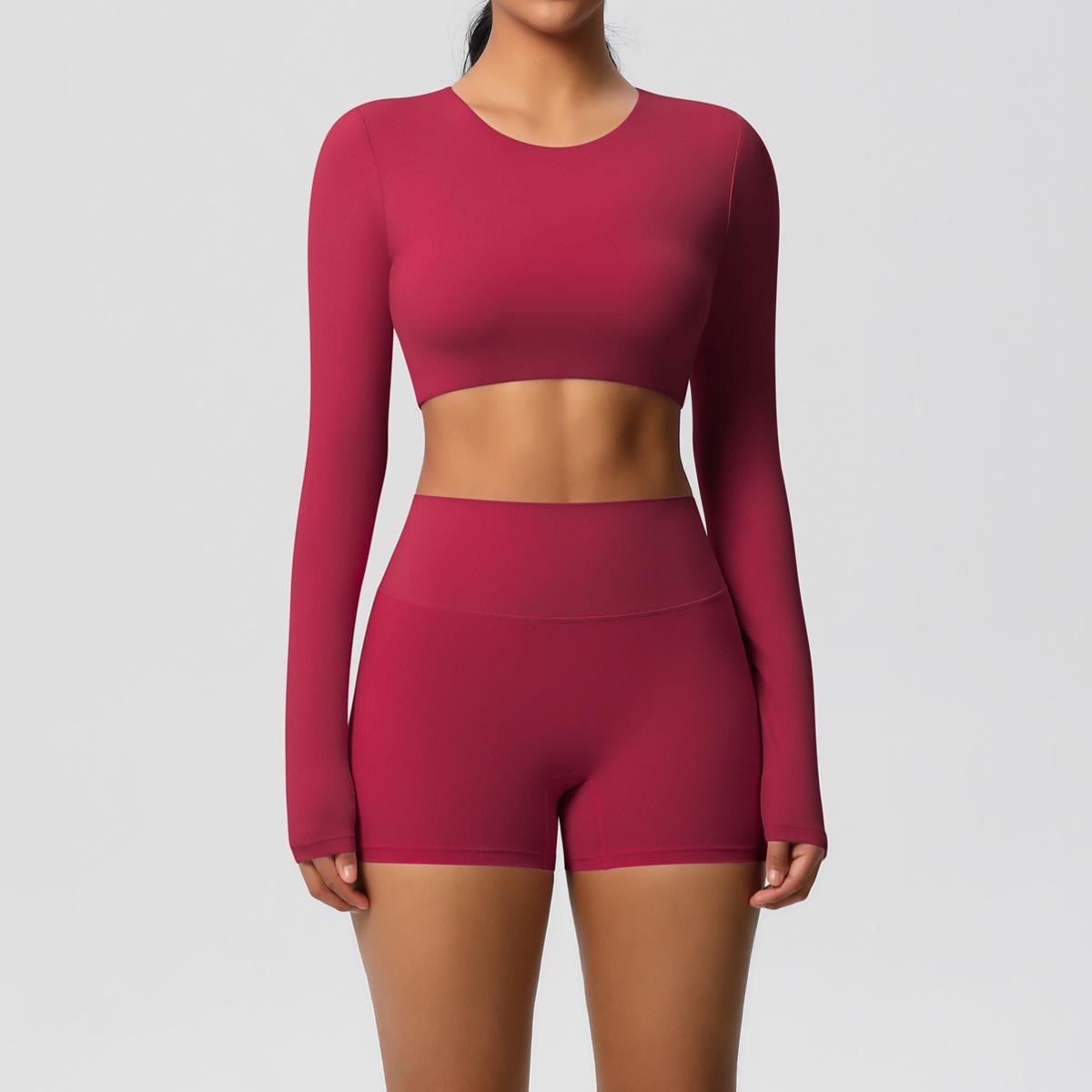 Double Sided Brushed Breathable Tight Yoga Suit Set For Exercise