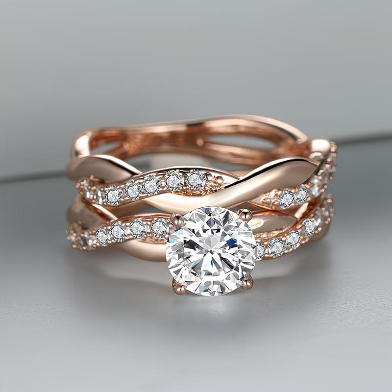 Zircon-inlaid Mens And Womens Ring