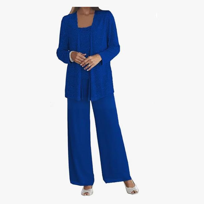 Womens Fashionable Lace Cardigan Casual Set