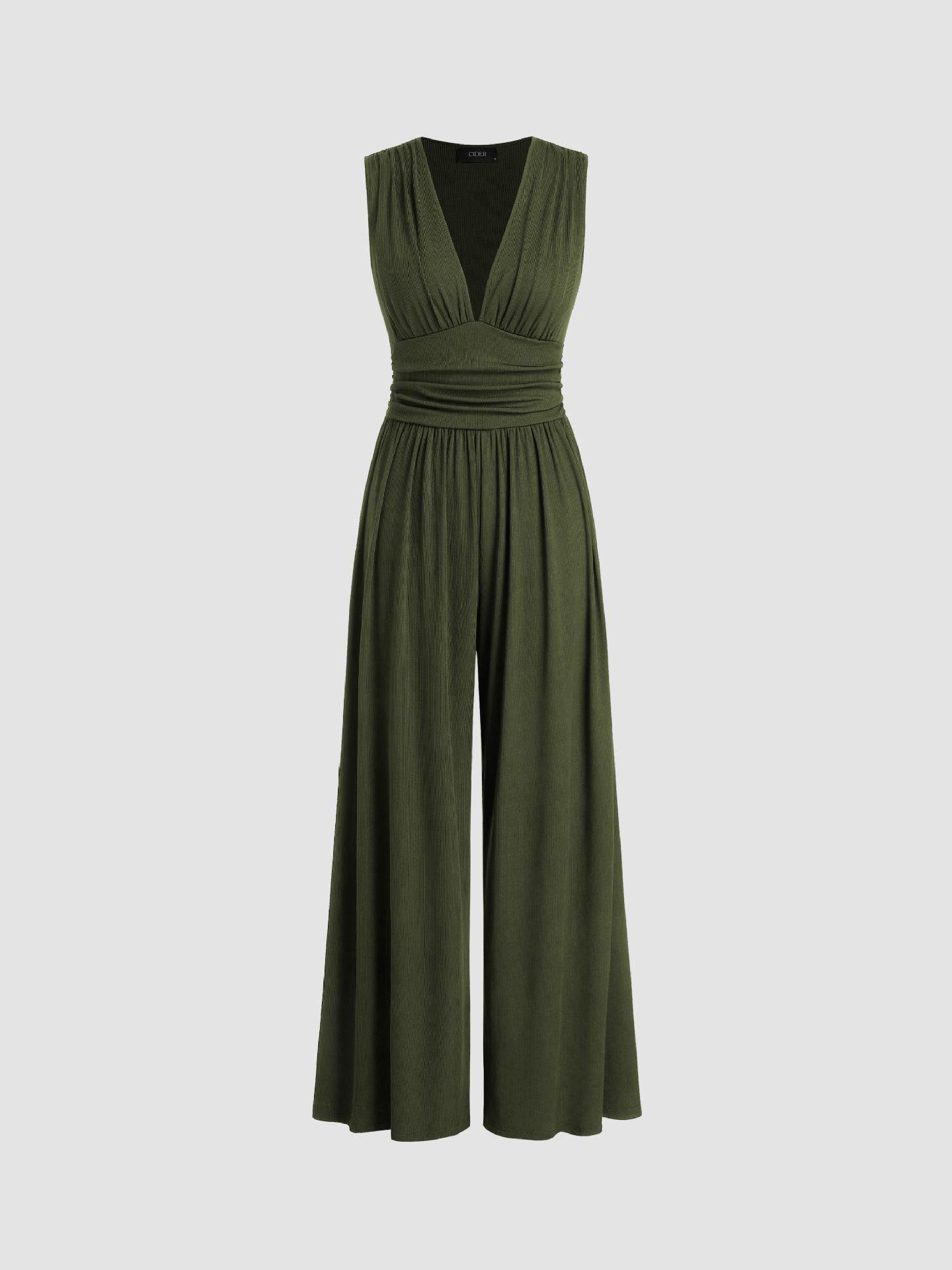 Sleeveless Knitted Jumpsuit Loose Wide-leg Pants