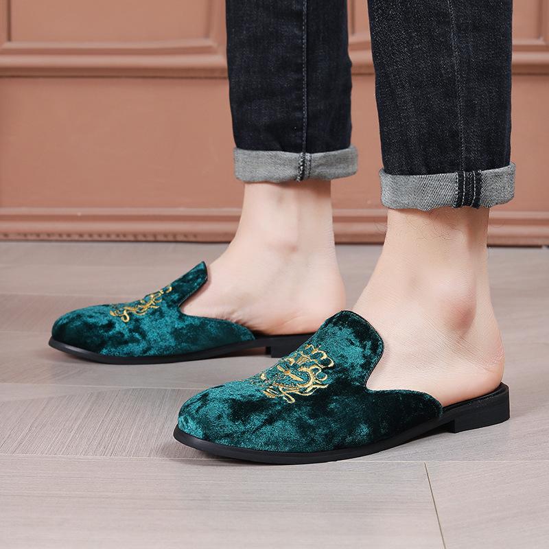 Mens Embroidered Shoes Slip-on Loafers Summer Style