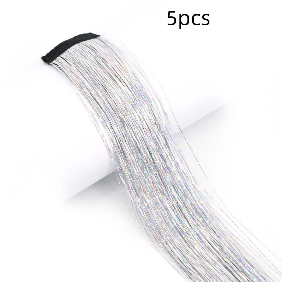 BB Clip-in Golden-Thread Wig Shimmering Rainbow Hair Extensions