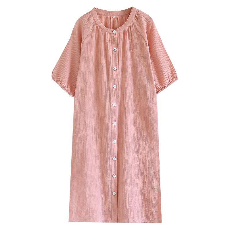 Japanese Crepe Pure Cotton Nightdress Women's Loose Homewear