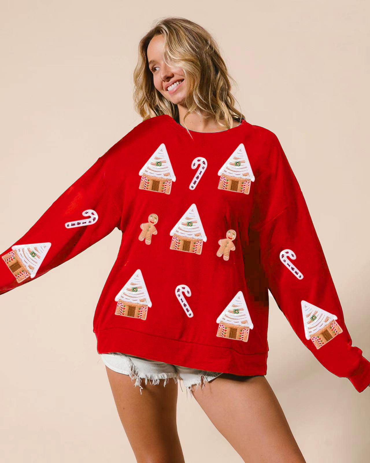 Autumn And Winter New European And American Christmas House Sequined Sweater