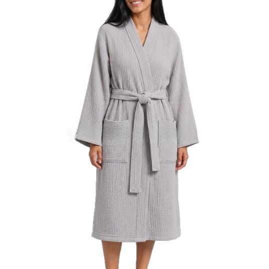 Solid-color Belt Bathrobe Minimalist Nightgown