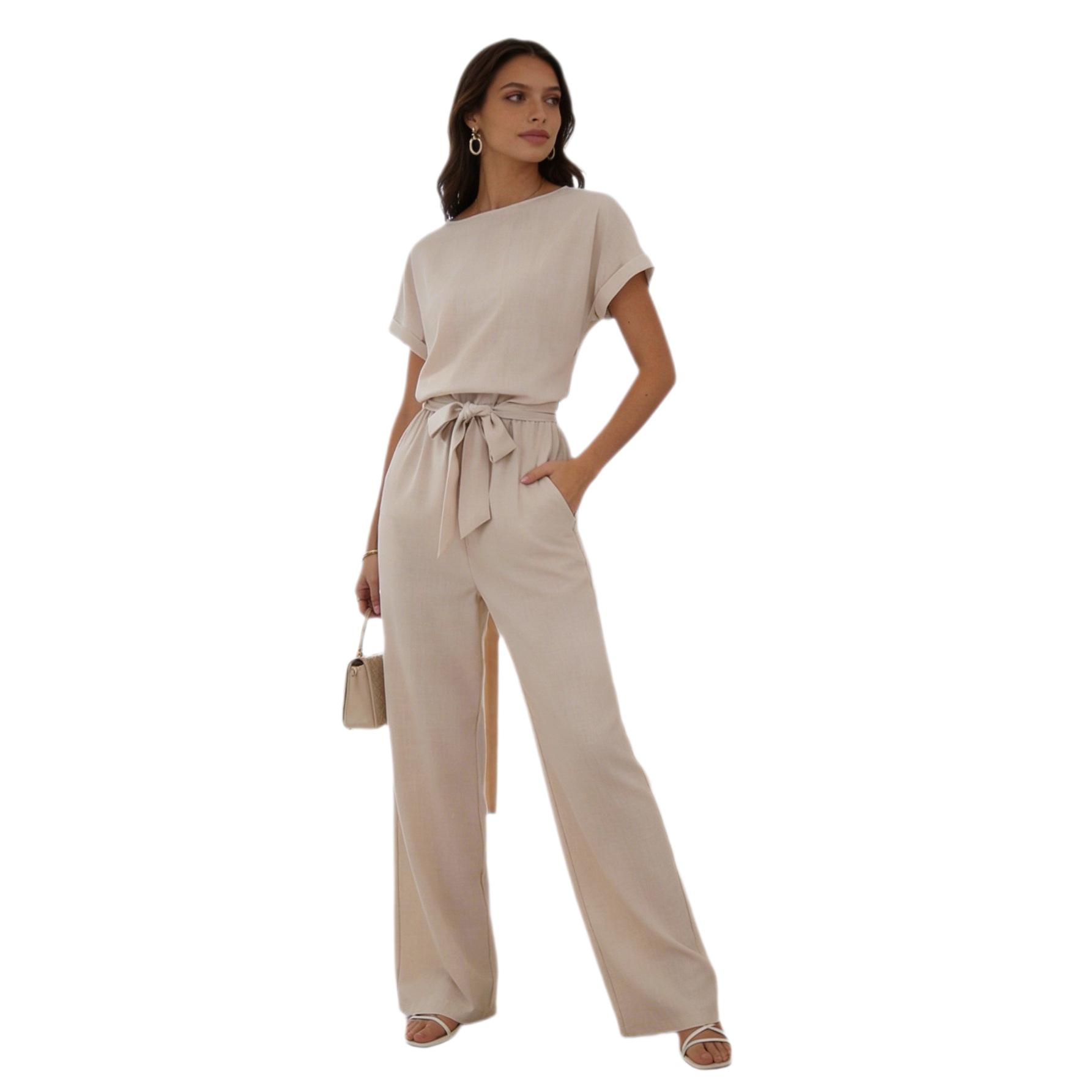 European And American-style Loose-fitting Solid-color Wide-leg Pants