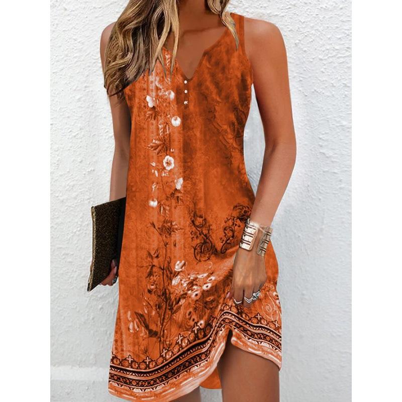 Fashion Personality Lady's Flower Printing Dress