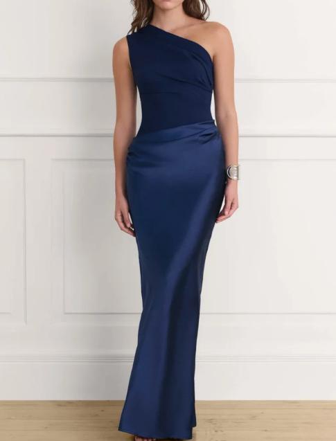 Crossbody Pleated Stitching Satin Skirt