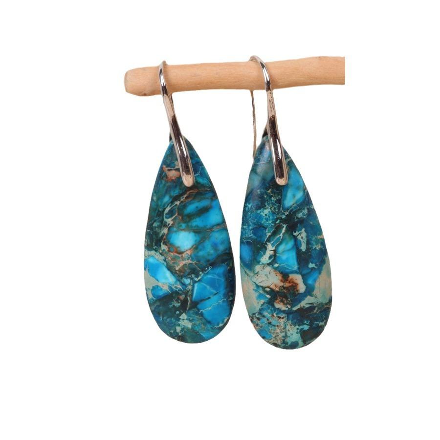 Women's Teardrop-shaped Pendant Stone Earrings