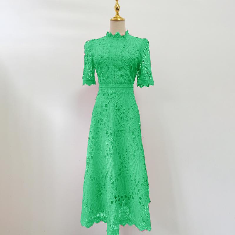 Retro Cinched Slimming Short Sleeves High Sense Dress