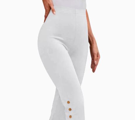 Women's Solid Color Casual Button Cropped Pants