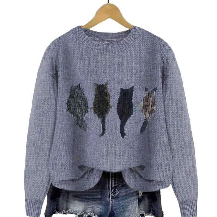 Womens Fresh And Casual Crew-Neck Printed Sweatshirt Top