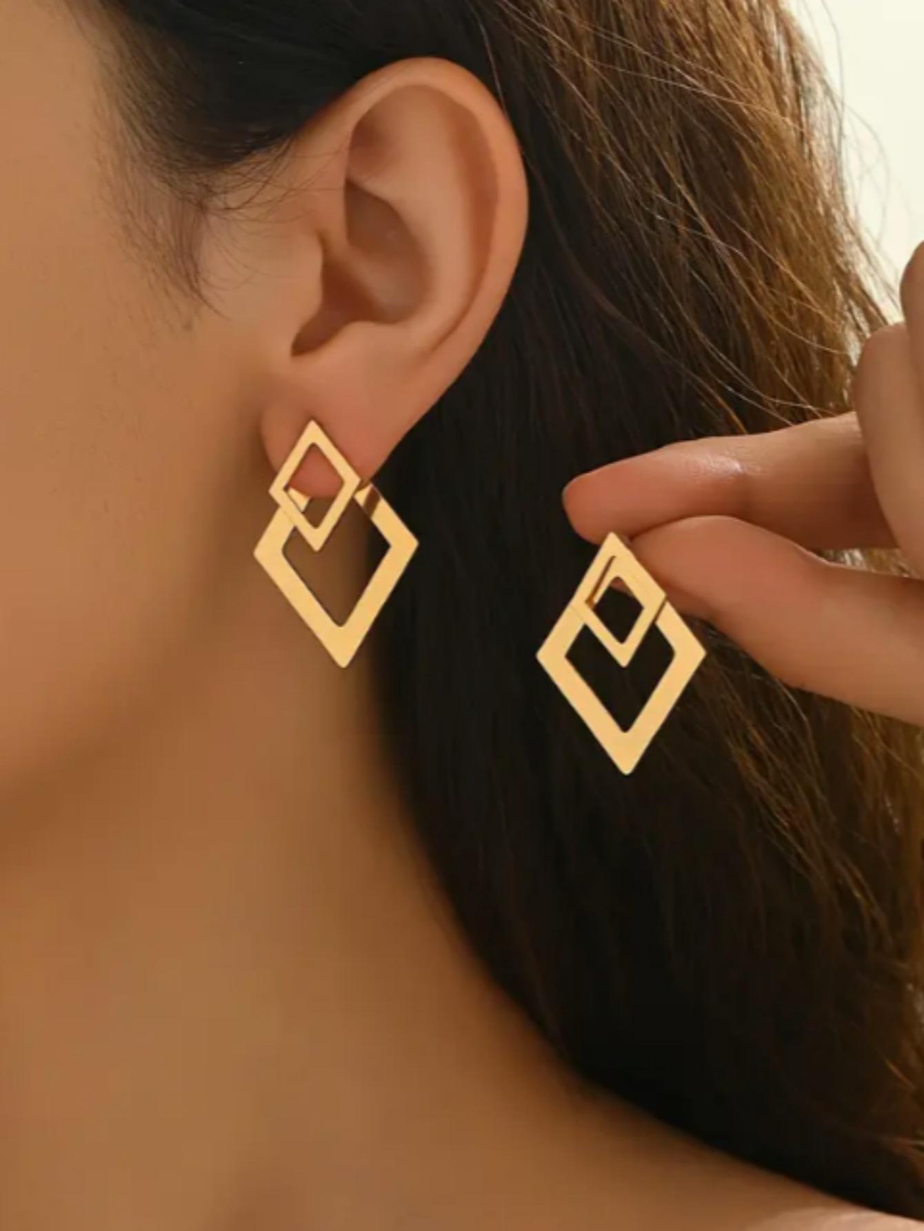 European And American Style Simple Diamond-Shaped Earrings For Women
