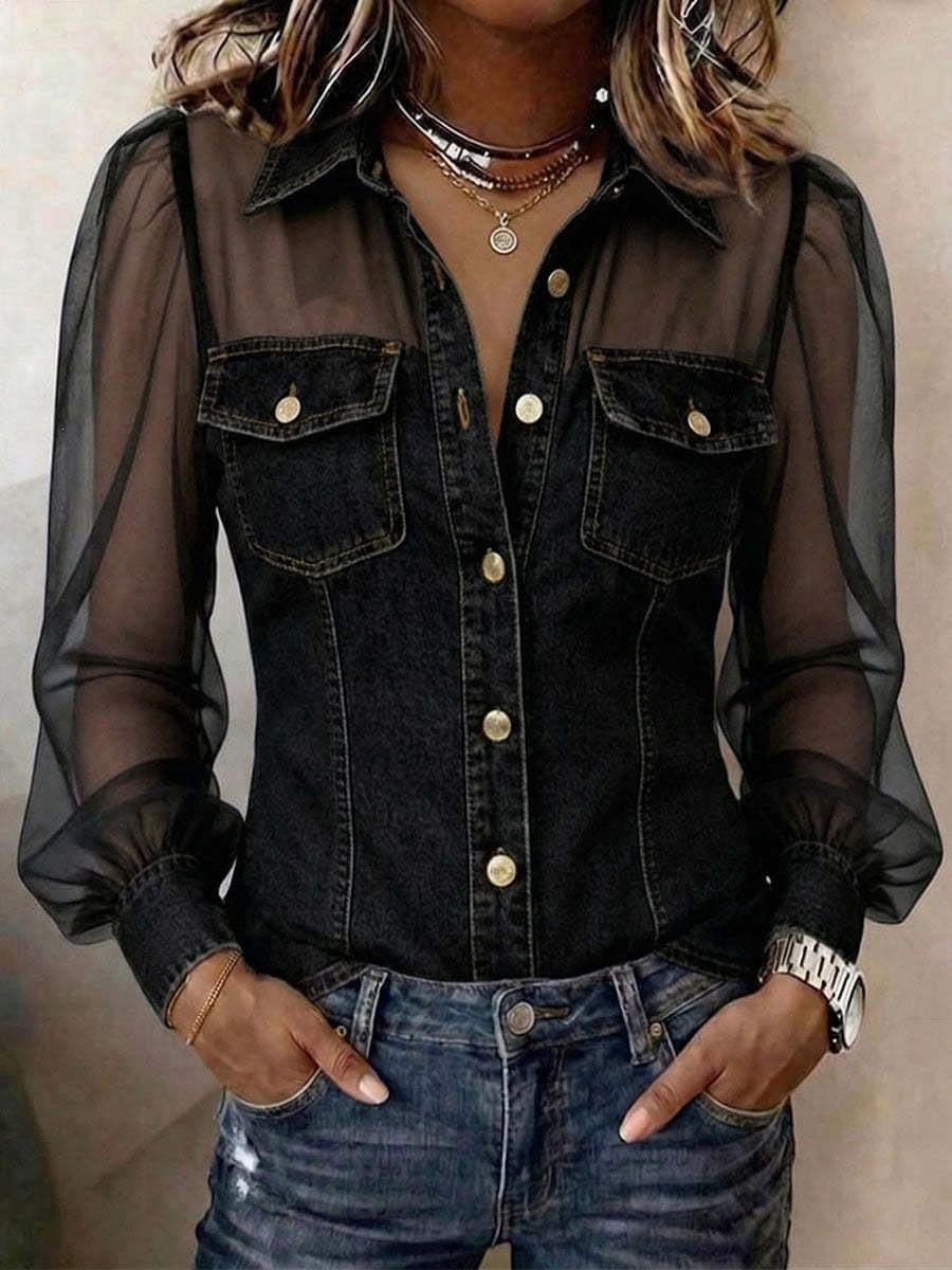 Collar Lace Long Sleeved Top