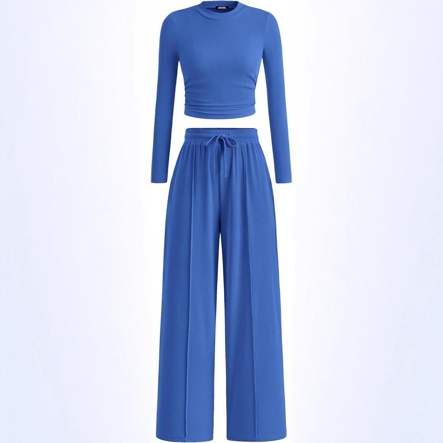 Women's Rib Fashion Navel Casual Suit