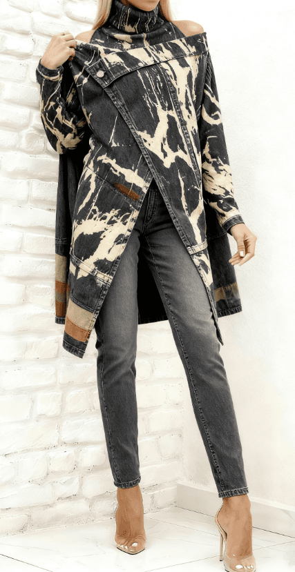 Simple And Stylish Two-piece Suit, Asymmetrical Top, Slim-fit Trousers