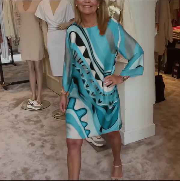 Printed Fashion Casual Round-neck Long-sleeved Dress