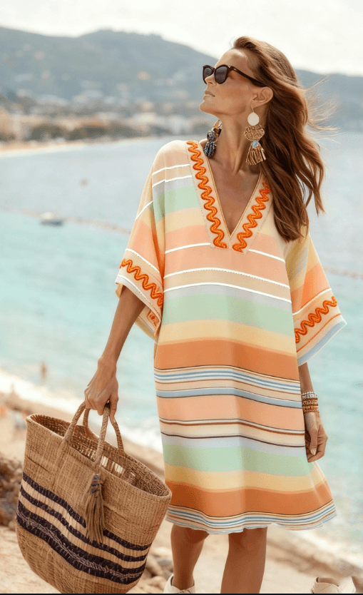 Women's Large Loose Striped Print Dress
