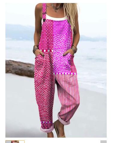 Digital 3D Printing Button Casual Suspender Trousers
