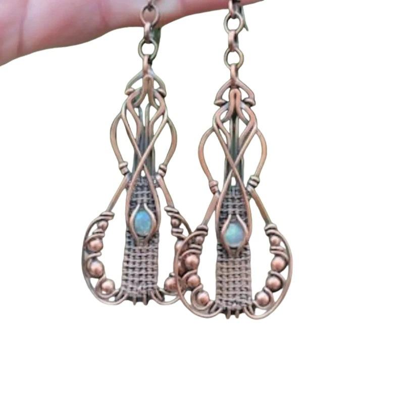 Creative Long Moonstone Pendant Womens Earrings