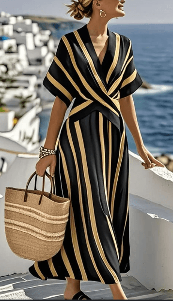 Women's Large Loose Striped Print Dress