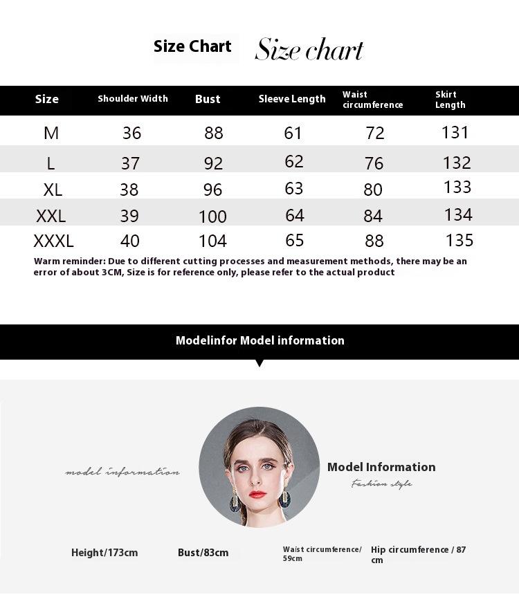 European And American Elegant Stand-up Collar Puff Sleeve Positioning Printed Waist-controlled Pleated Puffy Long Dress
