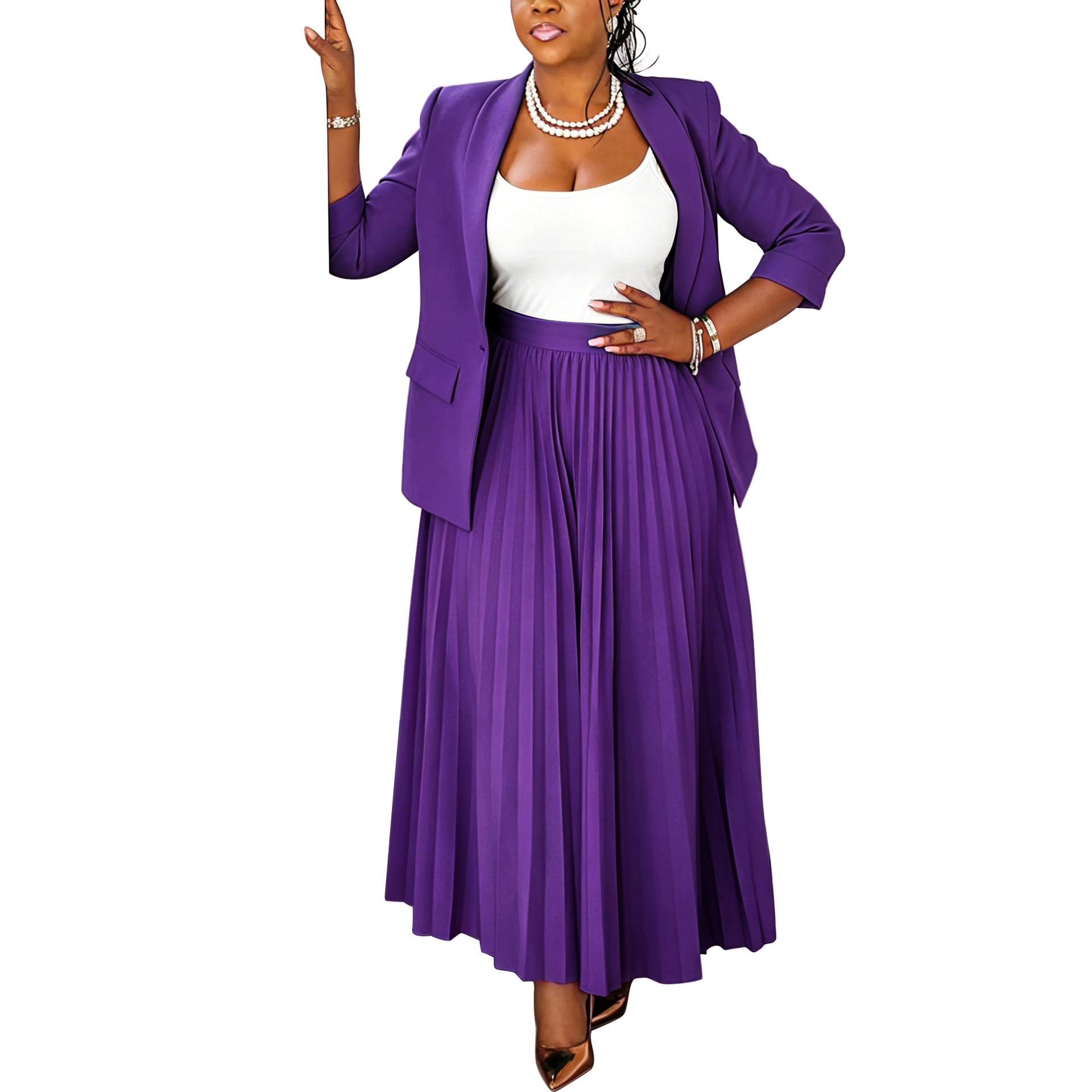 N8066 Amazon Foreign Trade Women's Cross-border Fashion Casual Business Wear Women's Suit Pleated Skirt Suit