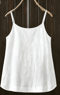 White Cotton-Linen Camisole With Dragonfly Embroidery