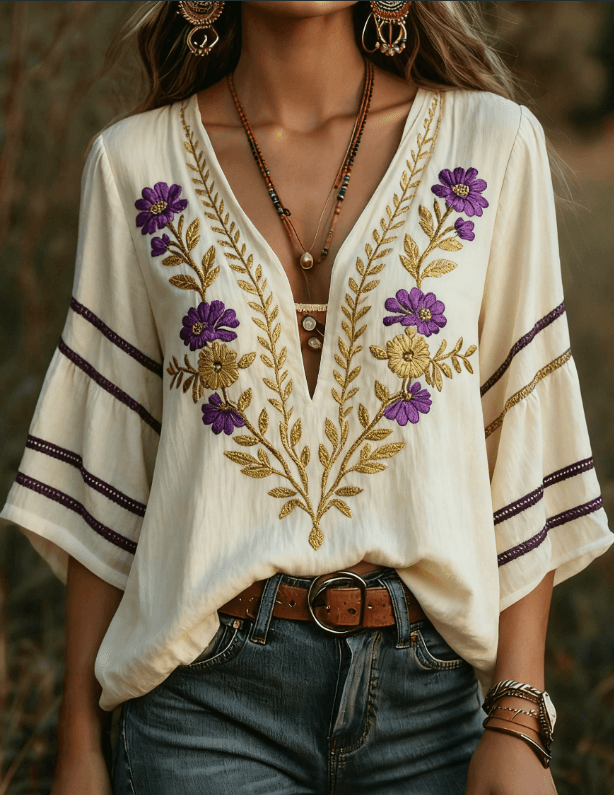 Women's Bohemian Retro Floral T-Shirt