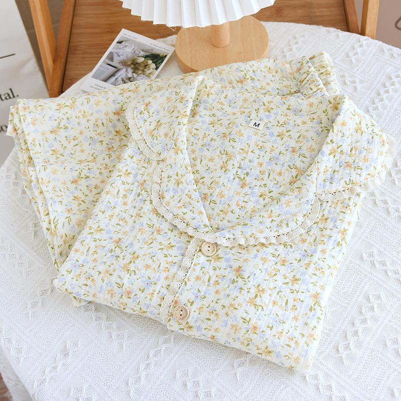 Sweet Floral Short-sleeved Shorts Cotton Pajamas