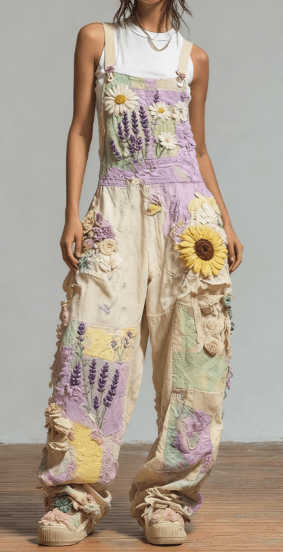 Casual Women's Bohemian Style Woven Loose Overalls