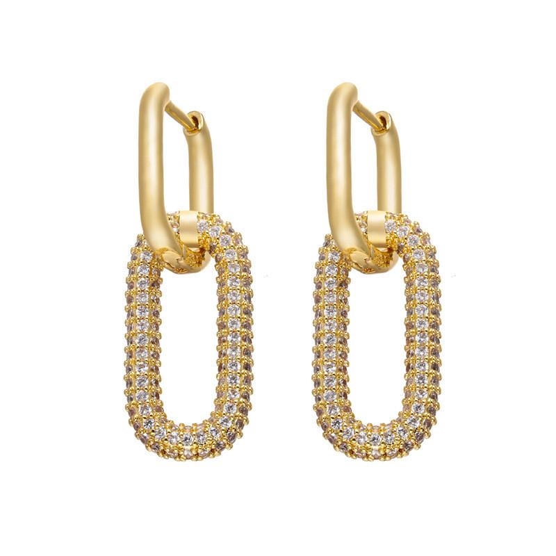 European And American Minimalist Stainless Steel Zircon Earrings