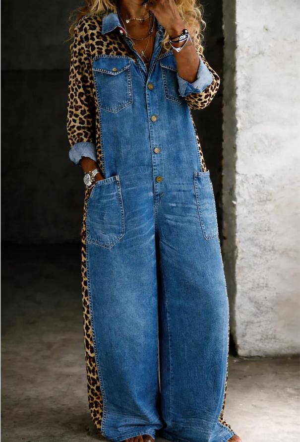 Womens Retro-Style Trendy Wide-Leg Jumpsuit