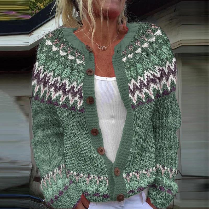 Digital Printing Cardigan Knitted Coat