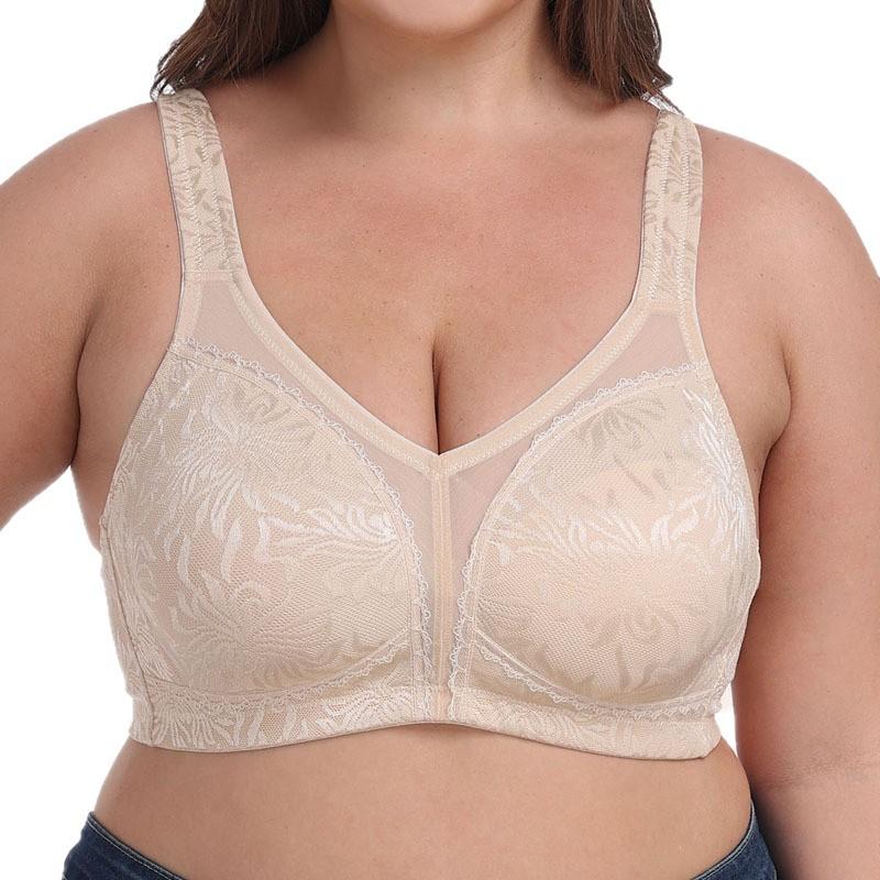 Embroidered Full-Cup Plus-Size Ultra-Thin Wireless Bra For Women