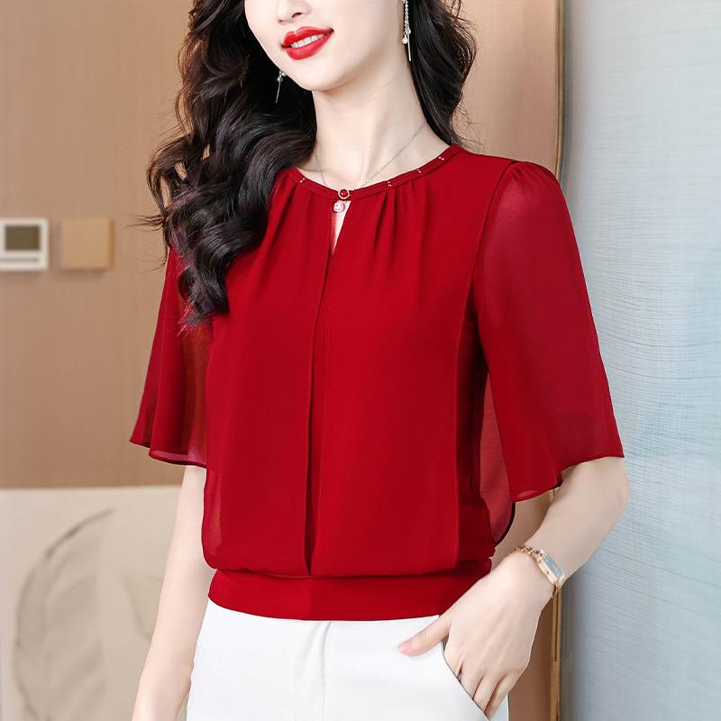 Chiffon Short Sleeve Top Women's Summer