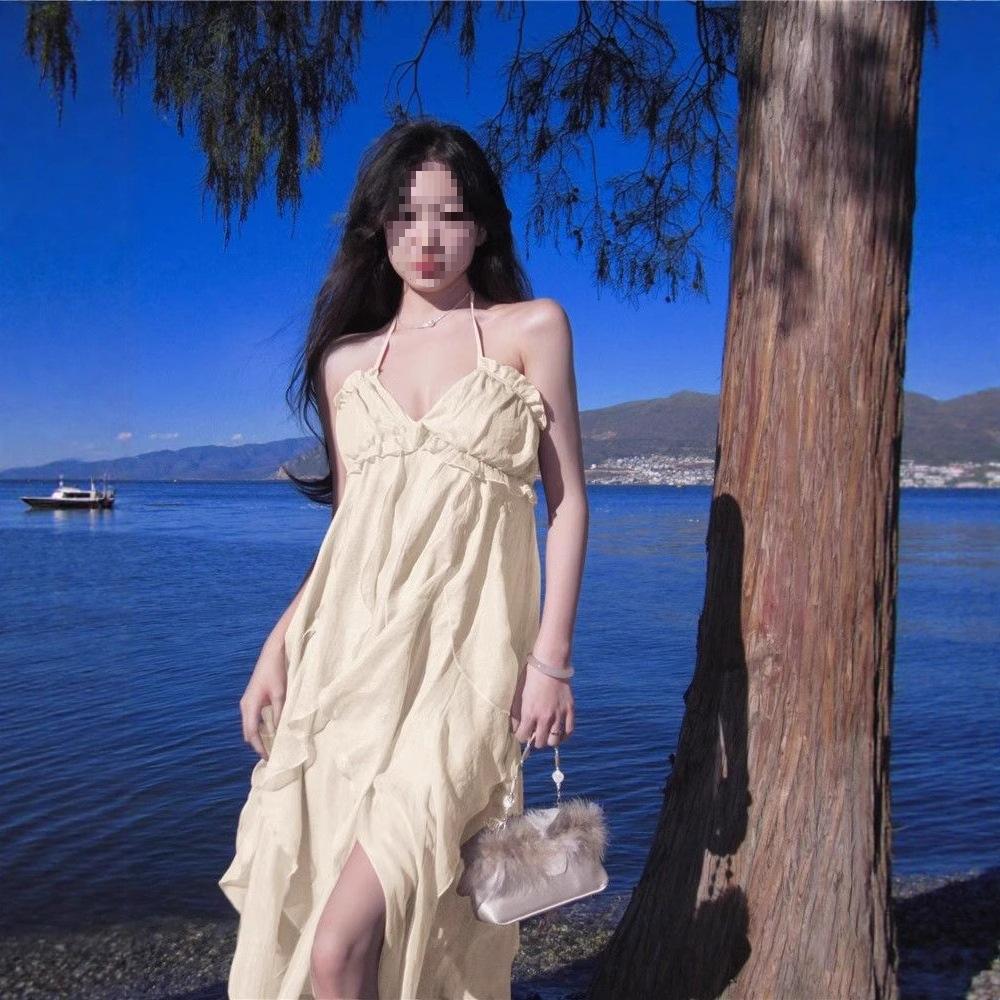 Sexy Backless Halter Suspender Skirt Women's Seaside