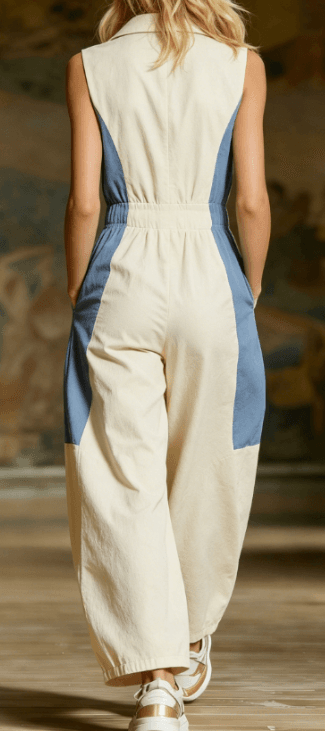 Sleeveless Waisted Wide-Leg Jumpsuit