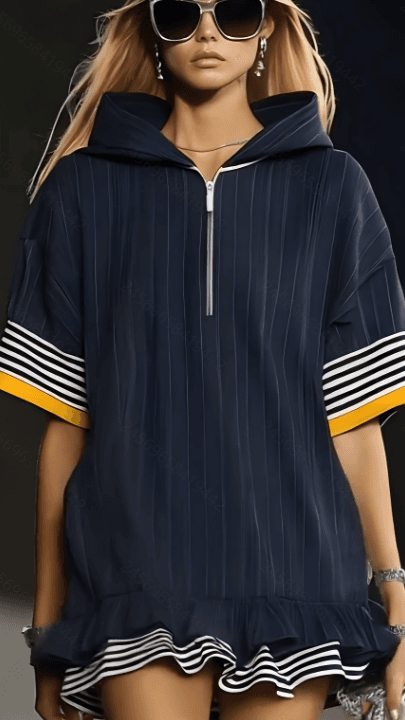 Hooded Short-sleeved Sports Dress