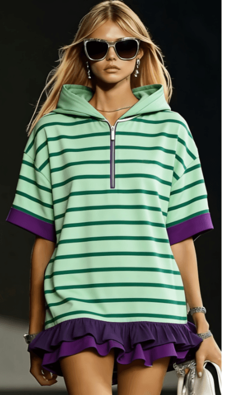 Hooded Short-sleeved Sports Dress