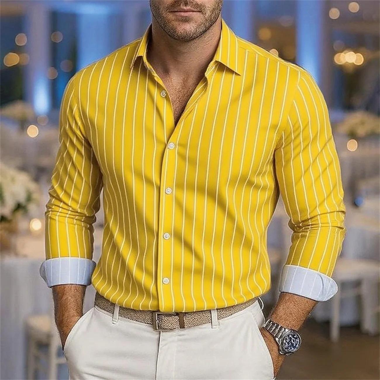 Men's Fashionable Striped Loose-Fit Long-Sleeve Shirt
